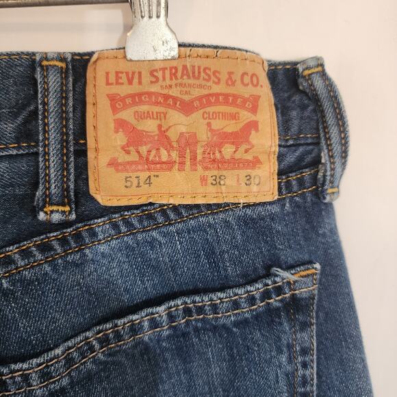 Levi's 514 Blue Denim Straight Leg Men's Jeans Size 38 x 30 - Picture 3 of 4